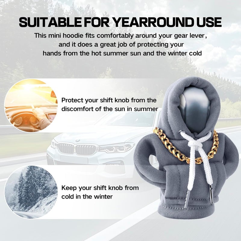 PLALEI Gear Shift Hoodie, Funny Car Gear Shift Cover, Cute Car Shift Knob Hoodie, Automotive Interior Accessories, Universal Fit Knob Cover Gift (Gray) - Image 5